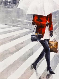 Woman walking with her umbrella