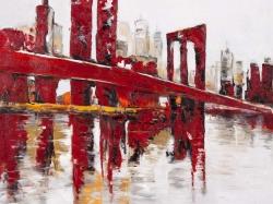 Pont rouge industriel et abstrait