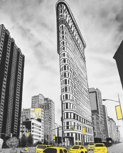 Outline of flatiron building to new-york