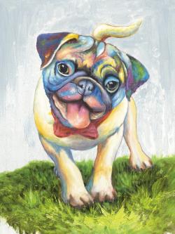 Pug coloré et souriant