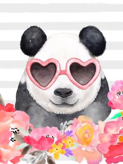 Panda with heart-shaped glasses