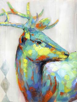 Cerf abstrait tacheté de couleurs