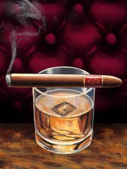 Scotch on ice with a cigar