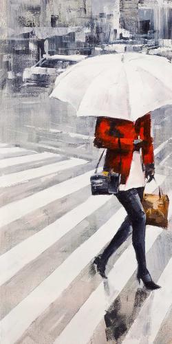 Woman walking with her umbrella