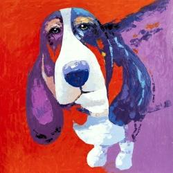 Chien basset abstrait et coloré