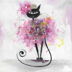 Chat en cartoon en fleurs