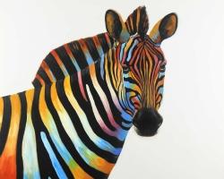 Colorful profile view of a zebra
