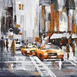 Abstract citystreet with yellow taxis