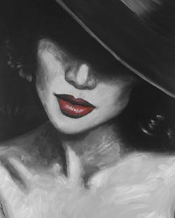 Mysterious red lips lady