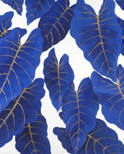 Feuilles bleues abstraites tropicales