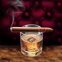 Scotch on ice with a cigar