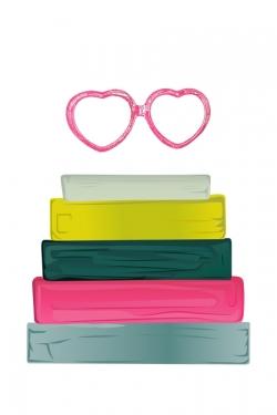 Heart shape glasses with books