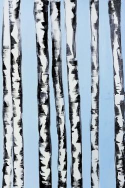 Birches on a blue background