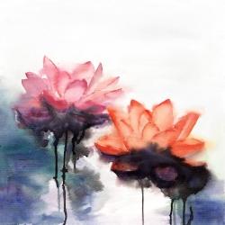 Fleurs de lotus à l'aquarelle