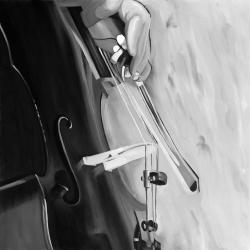 Musicien with cello mono colors