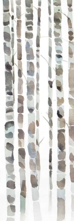 Watercolor birch tree forest