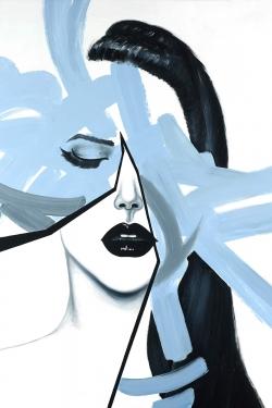 Portrait de femme bleu et abstrait