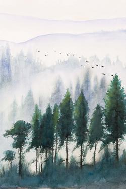 Mountains landscape in watercolor