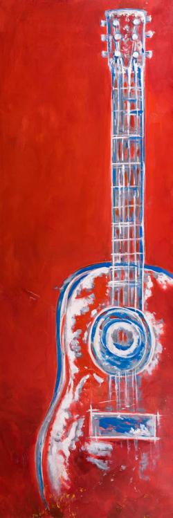 Guitare rouge abstraite et moderne