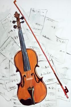 Violin on music sheet