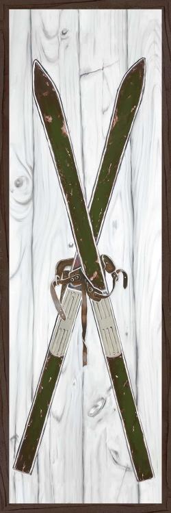 Green vintage skis