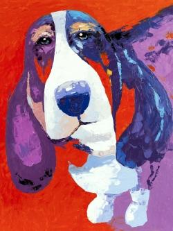 Chien basset abstrait et coloré