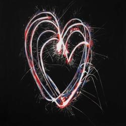 Red & blue fireworks heart