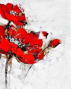 Abstract red flowers with texture