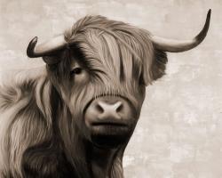 Highland cattle sepia