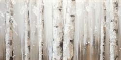 White birches on gray background