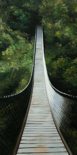 Suspended bridge in the forest