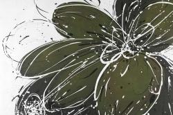 Fleur verte avec contours en éclats de peinture