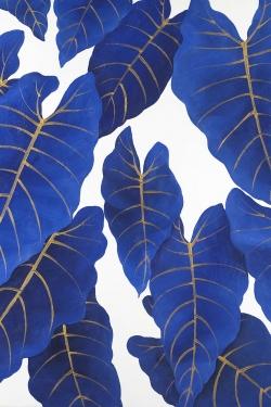 Feuilles bleues abstraites tropicales