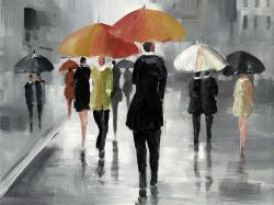 Scene de rue parapluies