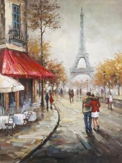 Couple walking in paris street