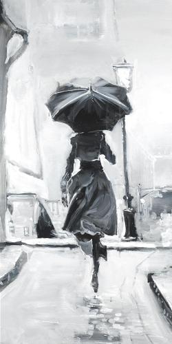 Femme courant sous la pluie