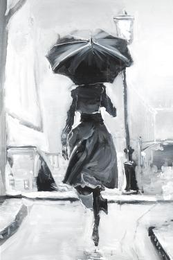 Femme courant sous la pluie