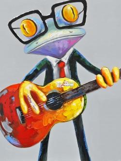 Funny frog playing guitar