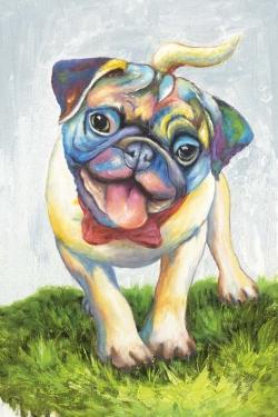 Pug coloré et souriant