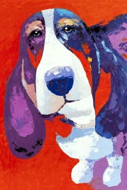 Chien basset abstrait et coloré