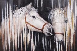Deux chevaux blancs s'embrassant