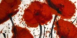 Abstract paint splash red flowers