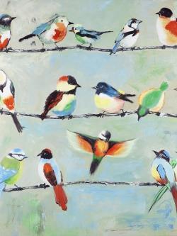 Small abstract colorful birds