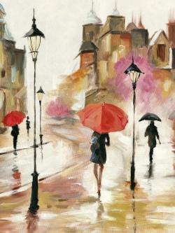 Passants sous leur parapluies