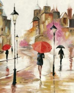 Passants sous leur parapluies