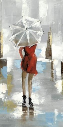 Femme à robe rouge