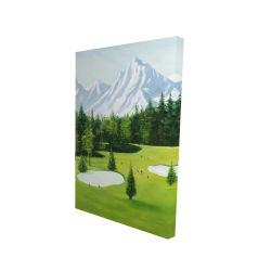 Terrain de golf avec vue sur les montagnes