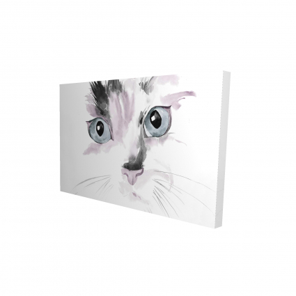 Plan rapproché d'un chat à l'aquarelle avec reflet rose