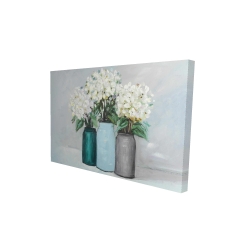 Hydrangea flowers in blue vases