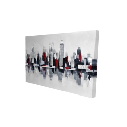 Gray and red cityscape